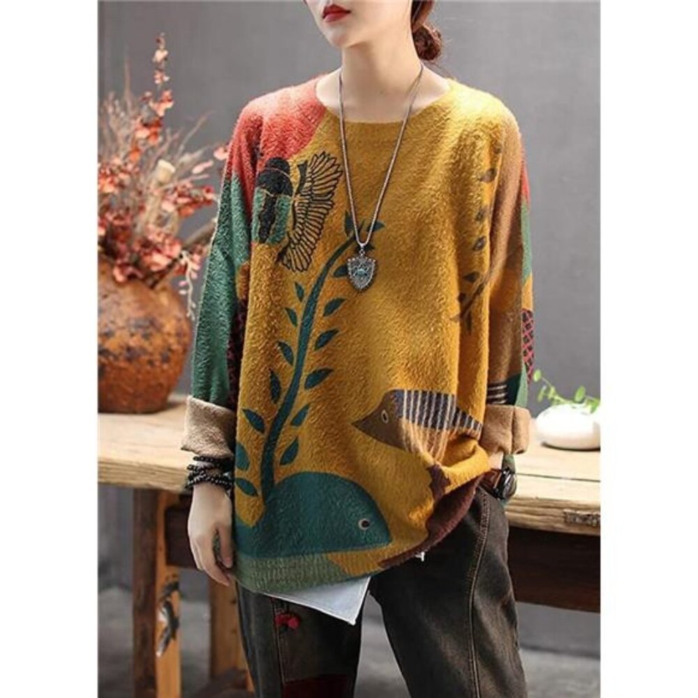 Women Christmas Sweater Graphic Printed Oversized Pullover Sweaters - Picture 2 of 5
